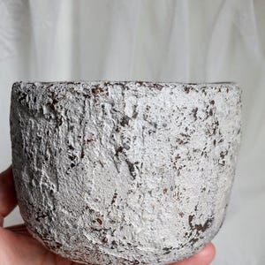 Organic Modern Textured Planter, Stone Effect Concrete Pot, Primitive Rustic Wabi Sabi Cactus Planter