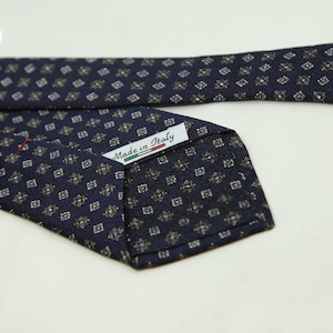 Navy Blue Italian Silk Tie, Micro Motif