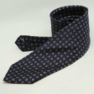 Navy Blue Italian Silk Tie, Micro Motif