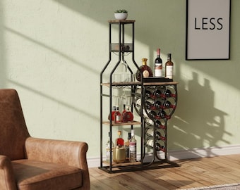 Rustic Home Bar Wine Rack Cabinet
