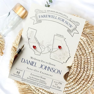 Farewell Party Invitation Template, Personalized Map Theme Going Away Invite, Editable Canva Printable Evite