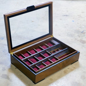 Walnut Ebony Watch Case  With LED Lighting