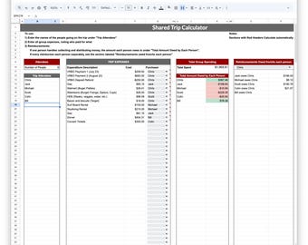 Geteilter Reisekostenrechner - Google Sheets und Excel