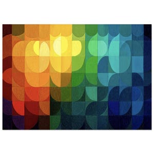 Rainbow Op Art Print – Mid Century Geometric Abstract Poster image 10