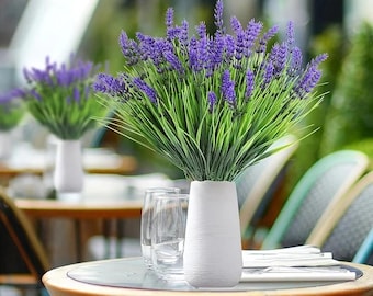 Tallos de hierba de lavanda artificial a granel – Plantas de lavanda realistas para interiores y exteriores