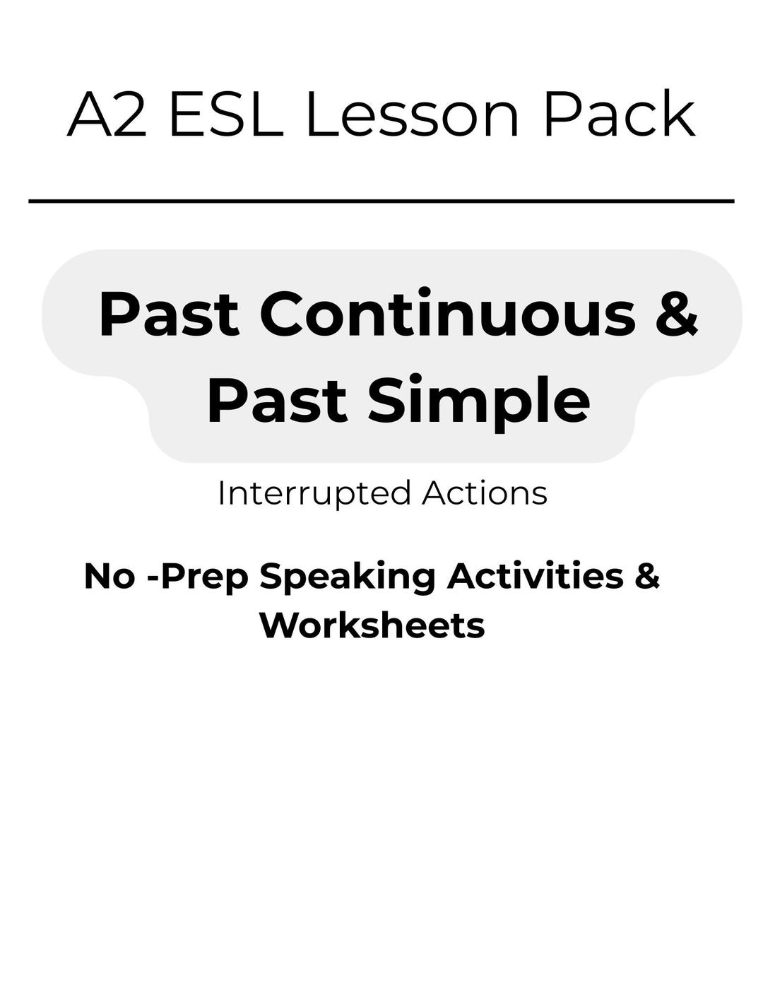 A2 ESL Lesson Plan Past Continuous & Past Simple Worksheets No Prep ...