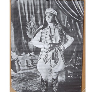 Vtg. 1960s B&W Trilby Rudolph Valentino Movie Poster NOS - The Sheik