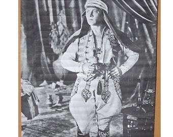 Vtg. 1960s B&W Trilby Rudolph Valentino Movie Poster NOS - The Sheik