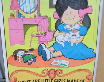Vintage 1977 Richard Henderson Black Light Poster &quot;What Are Little Girls Made Of?&quot; NOS