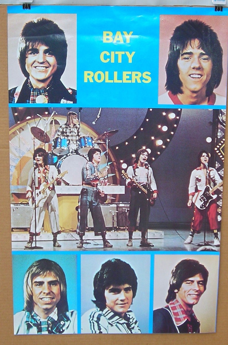 Vintage 1970's Bay City Rollers Poster Music Pop Band image 1