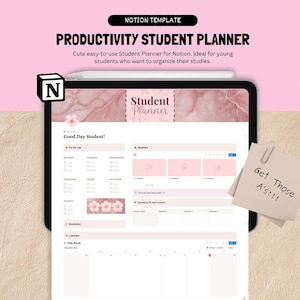 Notion Student Planner | Kawaii Dashboard | Course & Habit Tracker | Assignment Organizer | Study Schedule