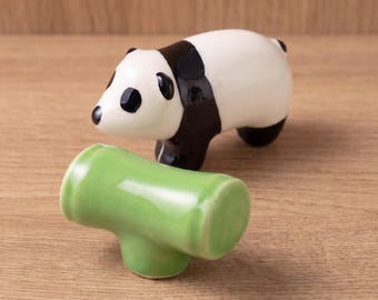 Tiradores de armario con forma de panda, tiradores de cajones con forma de animales, herrajes únicos para muebles, decoración para habitaciones infantiles, herrajes para armarios inspirados en el bambú, bonitos tiradores para cómodas.