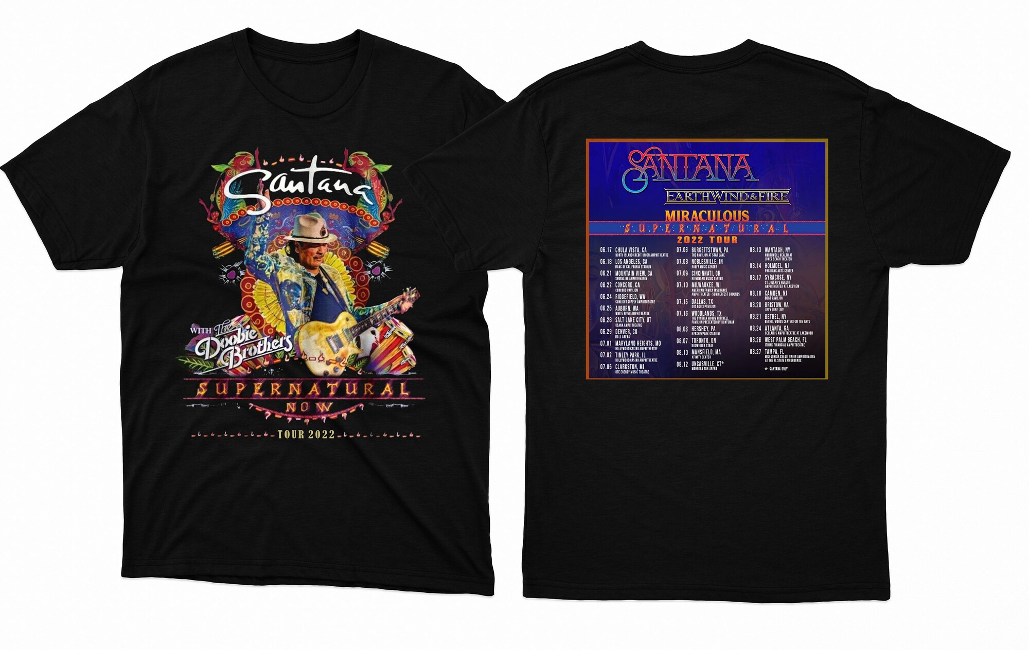 Summer Tour  2022 Carlos Santana  T Shirt