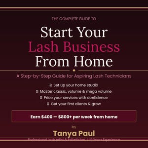 Start Lash Business Guide - Studio maison, prix, clients (téléchargement numérique)