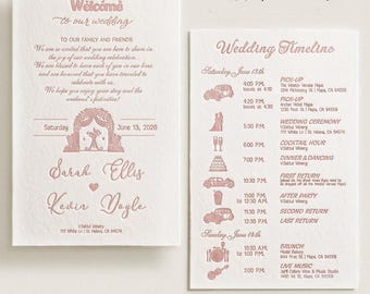 Personalized Letterpress Wedding Invitation Suite | Timeline Cards, Custom Wedding Invitations, Bridal Shower & Reception Stationery