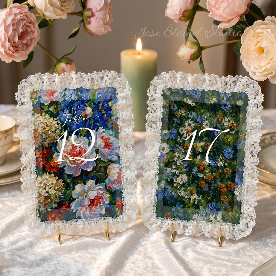 Personalized Floral Lace Table Numbers, Vintage Wedding Sign, Nature ...