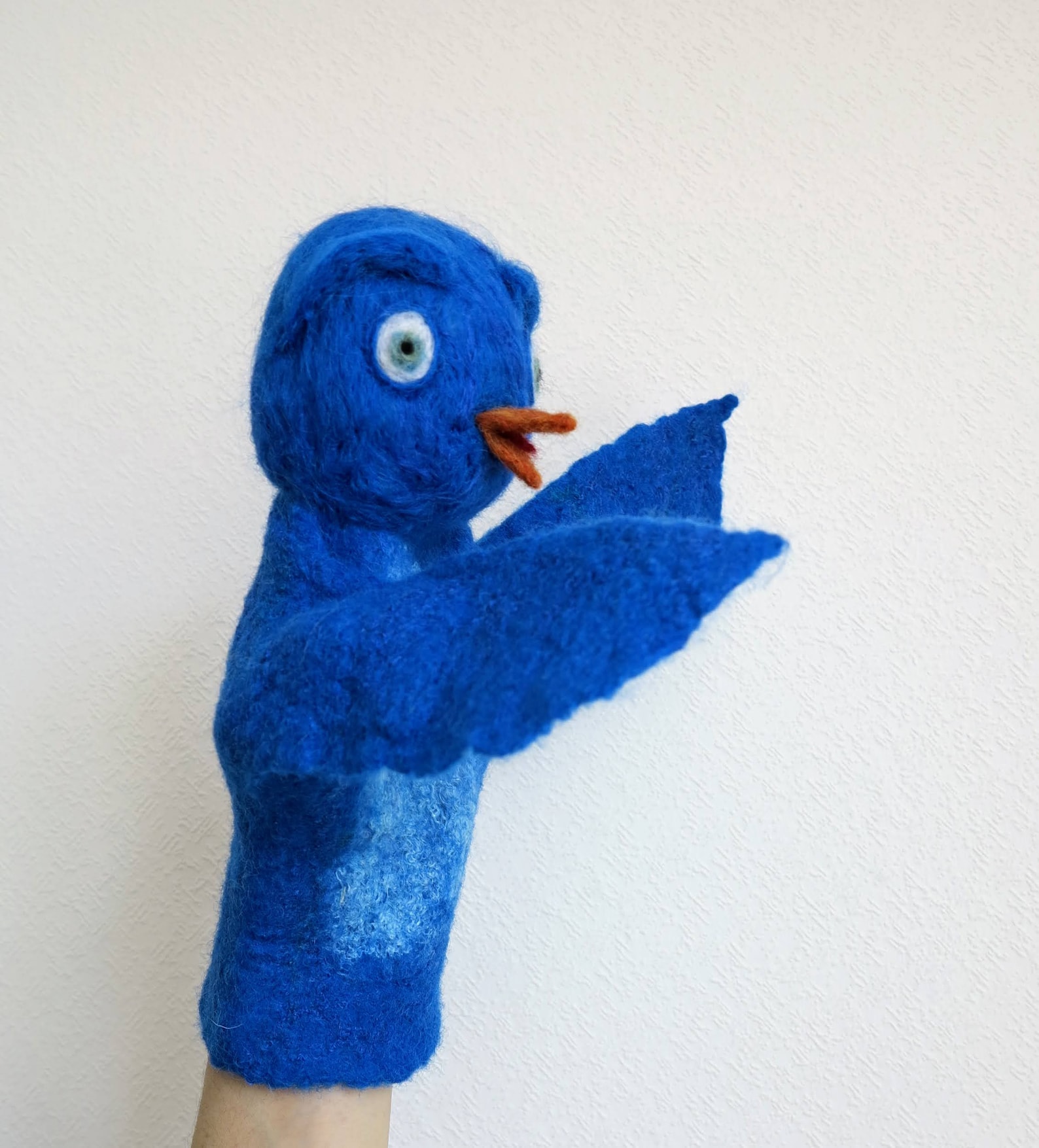 Blue bird hand puppet bird puppet unique felted animal toy Etsy