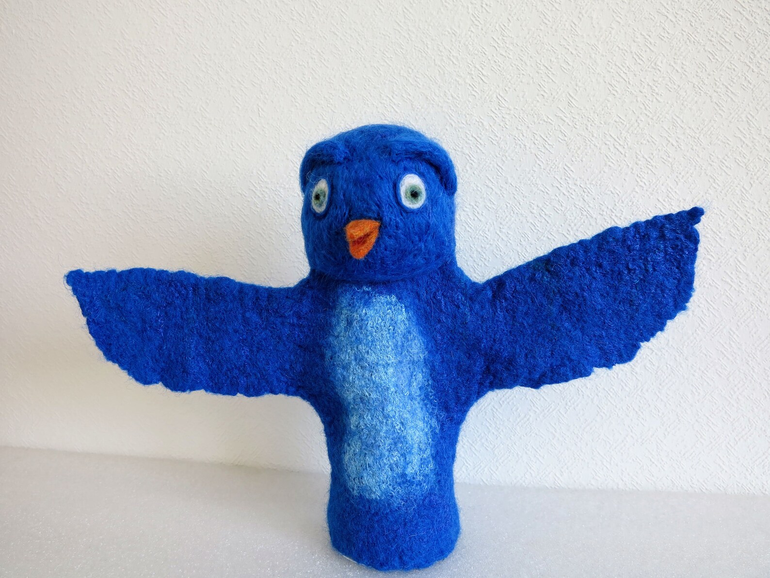 Blue bird hand puppet bird puppet unique felted animal toy Etsy