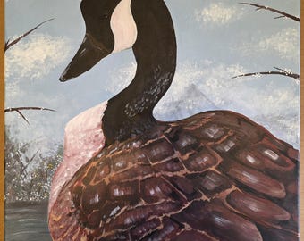 Acrylic 12x20" Canvas Painting ["Ode to Canadian Geese"]