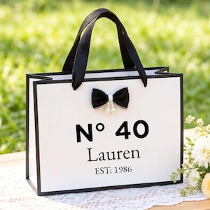 Sacchetto regalo personalizzato per il 40° compleanno, sacchetto regalo di compleanno con nome personalizzato, bomboniera per festa di compleanno, sacchetto per compleanno per traguardi importanti, festeggiamenti per il 50° e il 60° compleanno.