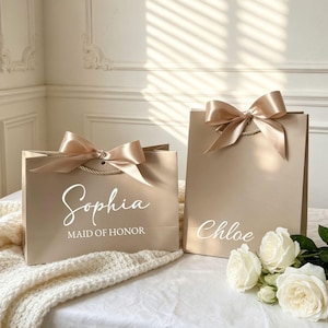 Gepersonaliseerde champagne cadeauzakjes bruidsmeisje, naam bruiloft cadeauzakjes, vrijgezellenfeest tas, bedankt cadeauzakjes, cadeauzakje bruidsfeest