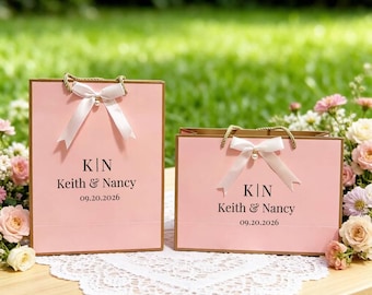 Personalized Pink Wedding Gift Bags, Custom Nmae Gift Bags, Wedding Favor Bags, Bridal Shower Bag, Hotel Favor Bag for Guest, Party Bag