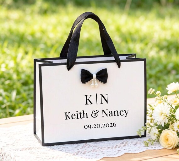 Custom Name Wedding Gift Bags, Custom Gift Bags, Wedding Favour Bags, Bridal Shower Bag, Hotel Favor Bag for Guest, Party Favor Bag