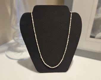 Vintage Rice Pearl and 14K Gold Bead Necklace