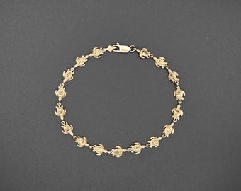 Vintage 10K Gold 8 Inch Sea Turtle Bracelet