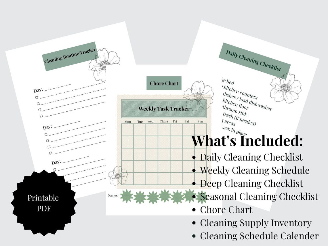 Ultimate Cleaning Planner Printable | Daily Weekly Cleaning List | Home ...