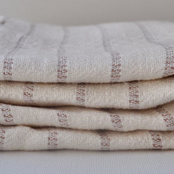Turkish Towel / pure soft bamboo bath towel/ ivory with beige stripes