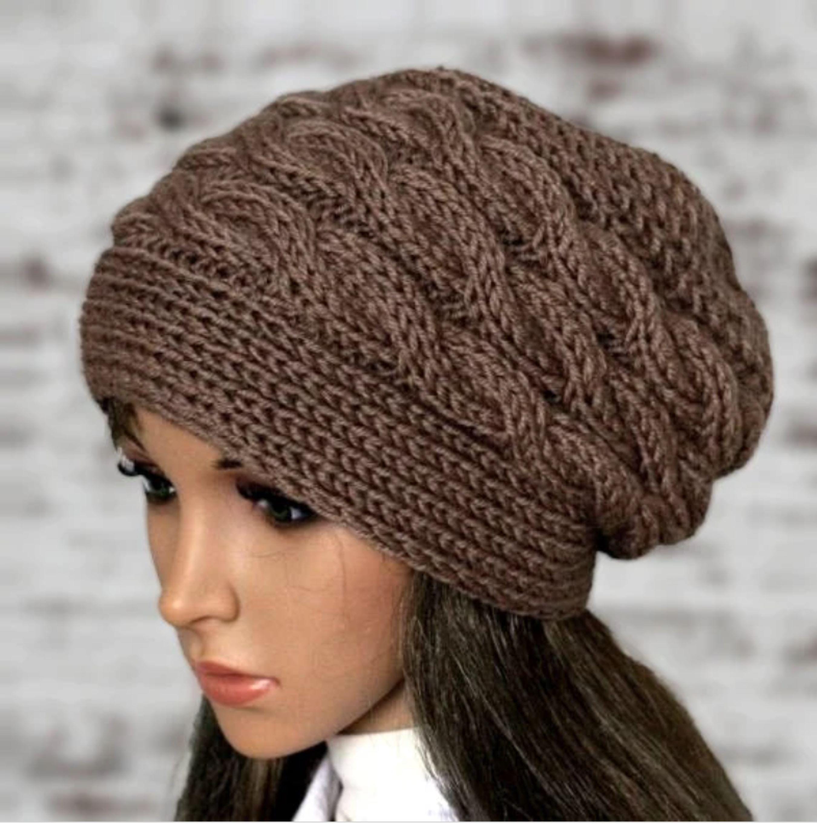 Hand Knitted Slouchy Beanie: Acrylic Wool Blend Hat - Etsy