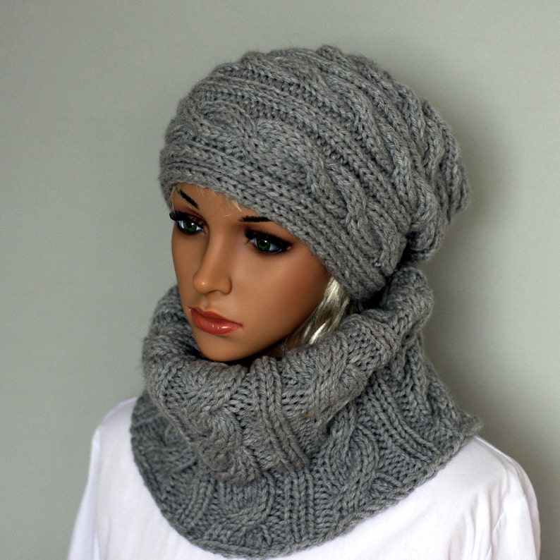 Beautiful Handmade Knit Hat and Scarf .womens Slouchy Large Etsy