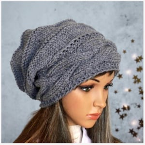 Hat knitting Slouchy Beanie, chunky beanie Knitted Hat Large women Oversized Hat winter Big Baggy Super chunky hat unisex, In many colours.