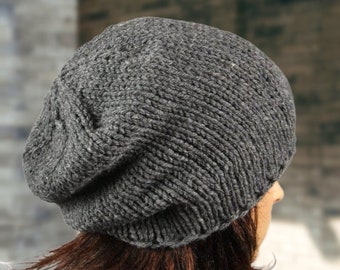 Handgestrickte Slouchy Beanie: Unisex Acryl Wollmütze
