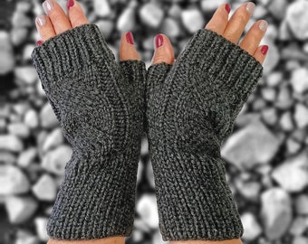 Knitted fingerless gloves, Beige mixture gloves , Hand knitted adult gloves, Ladies fingerless gloves. available in many colours.