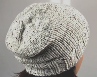 Hand knitted warm slouchy beanie. Soft and comfortable hat, perfect for colder seasons! Available in many colours.