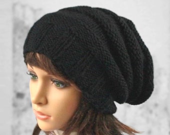 Hand knitted unisex slouchy beanie. A lovely hat for men and women available in many colours.