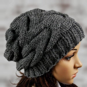 Hand knitted ladies slouchy beanie. A lovely hat available in many colours.