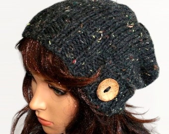 Hand knitted warm slouchy beanie. Soft and comfortable hat, perfect for colder seasons! Available in many colours.