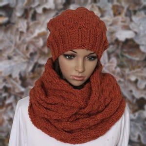 Hand knitted scarf, Winter hat, Wool scarf, Beanie hat, Wool hat, Hat scarf set, Two piece set, Snood scarf, Hand knitted scarf, Winter hat.