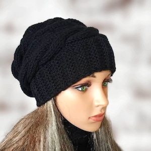 Hand knitted ladies slouchy beanie. A lovely hat available in many colours. image 7