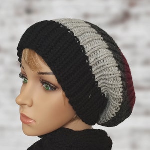 Hand knit hat,Unisex hat. Winter Adult Teen Fashion Chunky Knit Slouchy Knitted Hat Large Men Super Slouchy Beanie, Handmade slouchy beanie