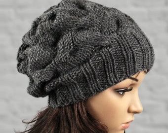 Hand knitted ladies slouchy beanie. A lovely hat for women available in many colours.