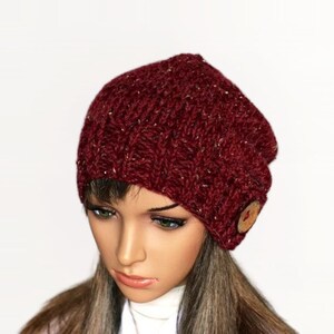 Hand knitted warm slouchy beanie. Soft and comfortable hat, perfect for colder seasons Available in many colours. image 2