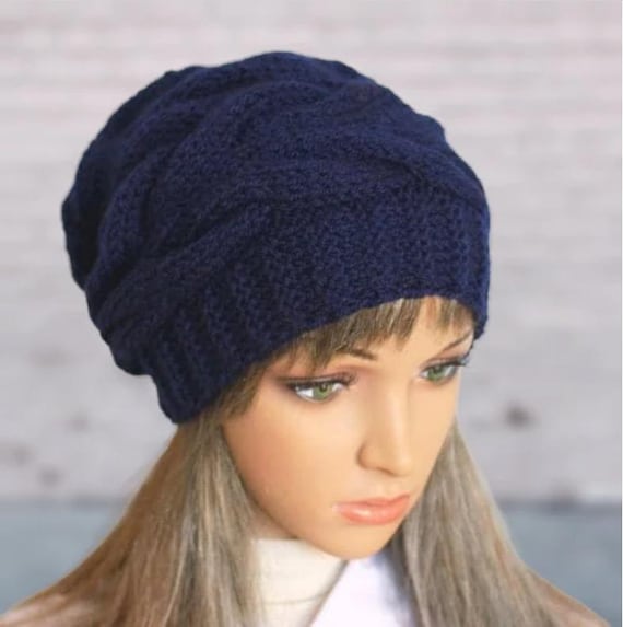 Hand Knitted Slouchy Beanie: Wool Acrylic Blend, Warm Winter  display picture 2