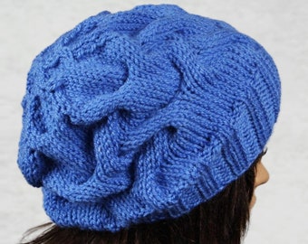 Handmade Slouchy Knit Beanie: Warm Wool Blend Winter Hat