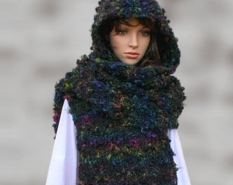 Cozy Hooded Scarf Set - Winter Accessories Gift for Women - Chunky Knitted Hat and Scarf Combo