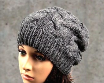 Handgestrickte Slouchy Beanie: Damen Wollmütze