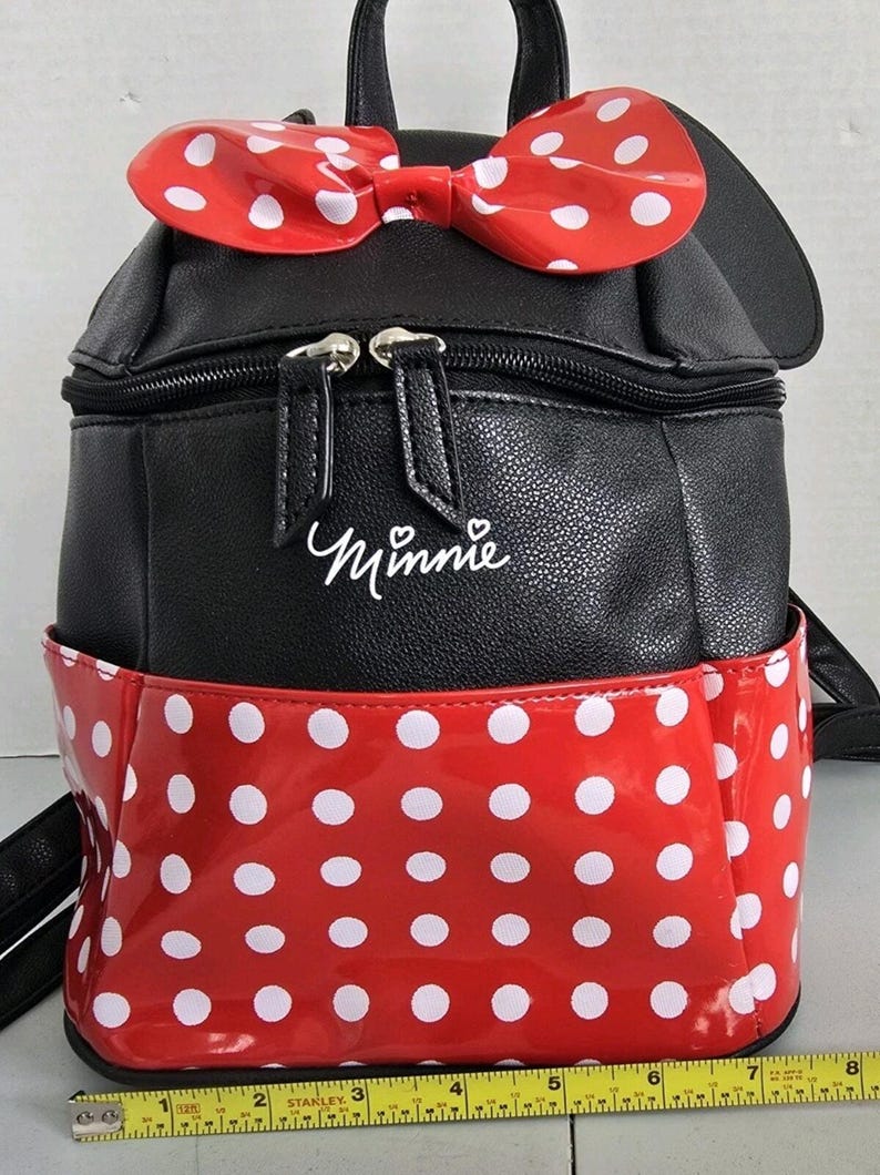 Disney Minnie Mouse Red Polka Dot Mini Backpack Purse Dani by Danielle Nicole EC image 13